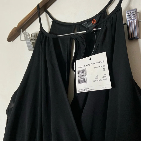 Guess Mamie Halter Dress Small Chic Minimalist Black Zipper Back Elegant New - Picture 4 of 12